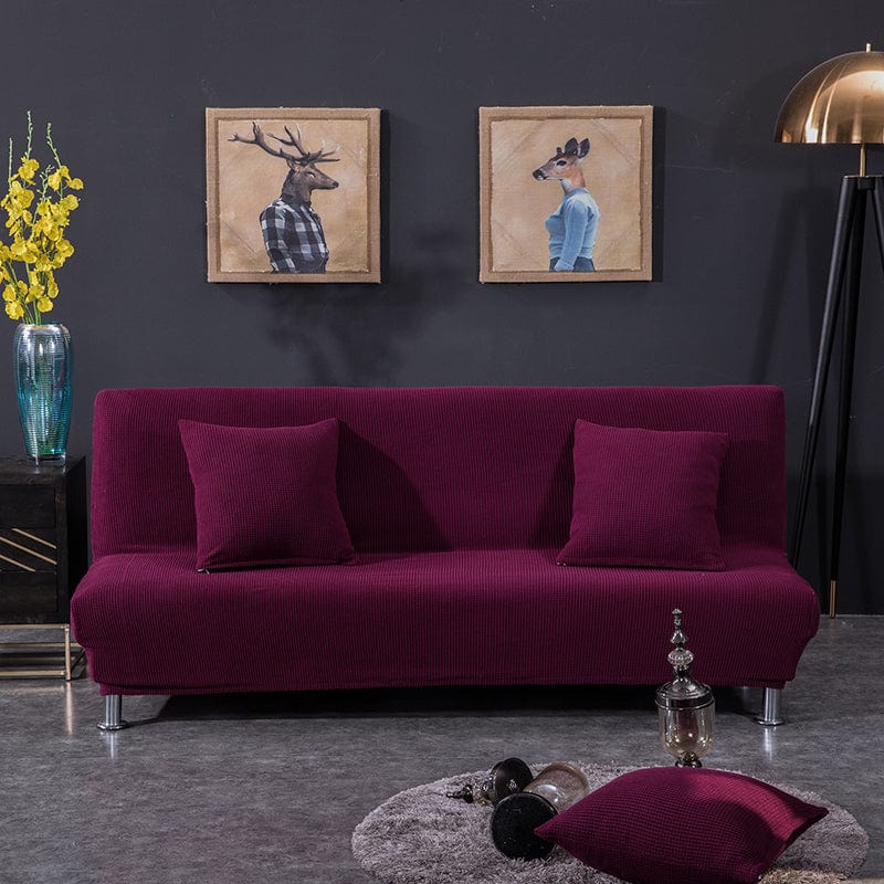 Wasserabweisender Bezug für Klick-Klack-Sofa, Pflaume, auf einem Klick-Klack-Sofa