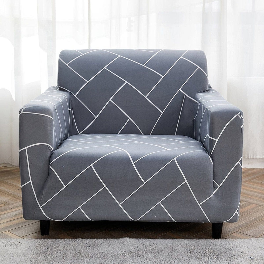 Stretch-Sesselbezug Grau Chevron